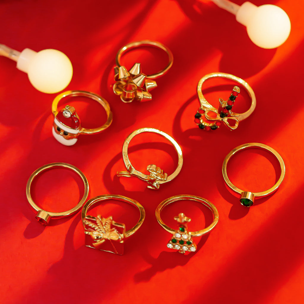 Christmas Candy Deer Ring Set Creative Holiday Gift Santa Claus Ring