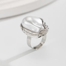 Load image into Gallery viewer, New Baroque inlaid irregular pearl rings, retro irregular alloy rings