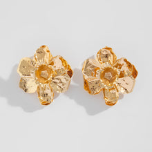 Load image into Gallery viewer, Personalized pleated three-dimensional floral earrings with exaggerated metallic feel and geometric earrings