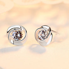 Load image into Gallery viewer, S925 pure silver rose earrings with petal shaped earrings, Korean minimalist women&#39;s mini clover rose petal earrings