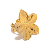 Load image into Gallery viewer, French court style matte retro gold stainless steel flower metal open ring with high-end design 