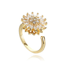 Load image into Gallery viewer, Sunflower Rotating Open Ring Women&#39;s Micro inlaid Zirconia Flower Fashion Personality Temperament Finger Ring Ring