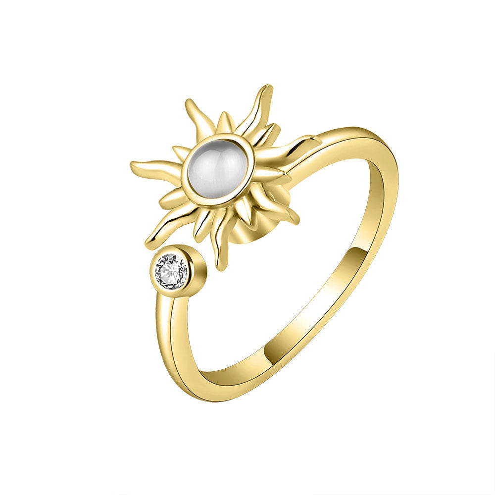 Sunflower Ring Rotating Ring Female Stress Relieving and Pressure Relieving Ring