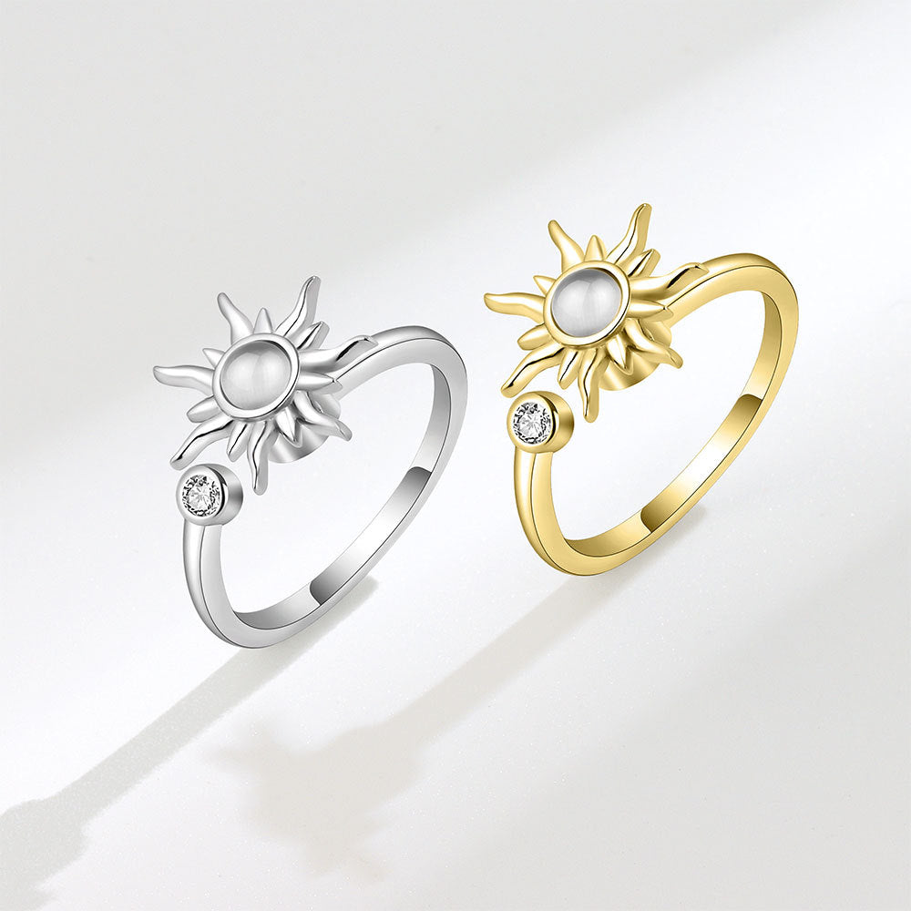 Sunflower Ring Rotating Ring Female Stress Relieving and Pressure Relieving Ring