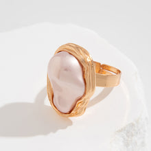 Load image into Gallery viewer, New Baroque inlaid irregular pearl rings, retro irregular alloy rings