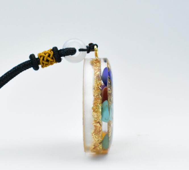 Pendant necklace crystal gravel resin pendant