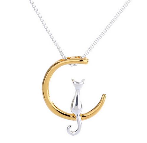 Cat Moon Pendant Necklace