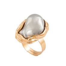 Load image into Gallery viewer, New Baroque inlaid irregular pearl rings, retro irregular alloy rings