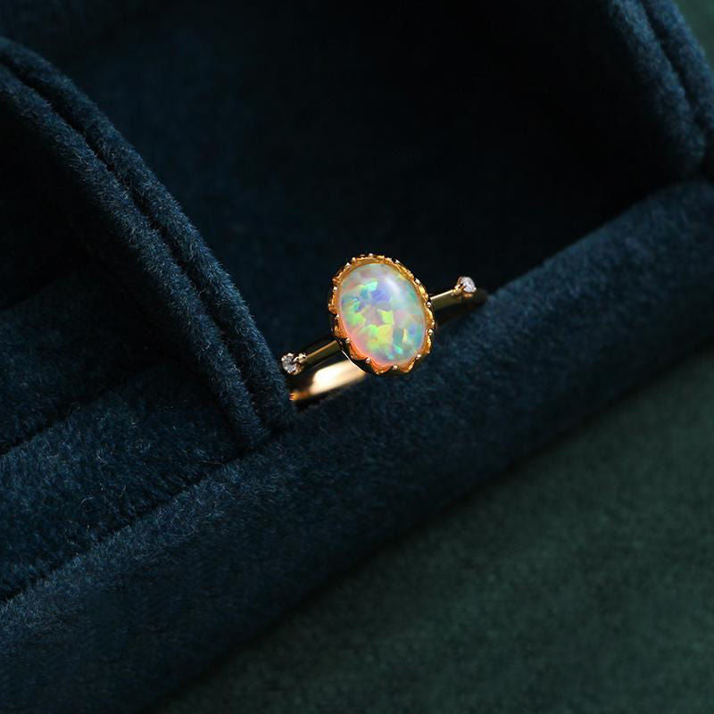 Retro imitation Opal gold-plated ring for women